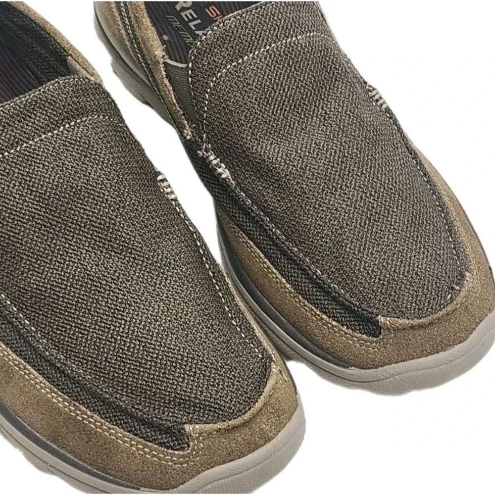 Skechers Loafer Shoe Men Sz 12 Relaxed Fit Brown Slip On Suede Casual 64365